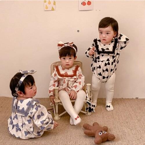 Little Kids Girls Romper Set Bow Knot Autumn Newborn Baby Romper And Pants Suit Toddler Baby Girls Clothes Set Cotton Jumpsuit
