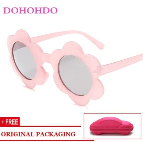 DOHOHDO 2021 NEW Sun Flower Round Cute Kids Sunglasses UV400 For Boy Girl Toddler Lovely Baby Sun Glasses Children Oculos De Sol