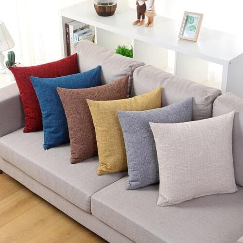 Hot sale linen solid color plain yellow green coffee red sofa decoration car living room chair back pillow cushion