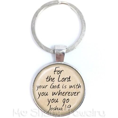 For The Lord Your God Is With You Wherever You 25mm Round Glass Cabochon Pendant Backpack Buckle Best Gift For Friends Keychain