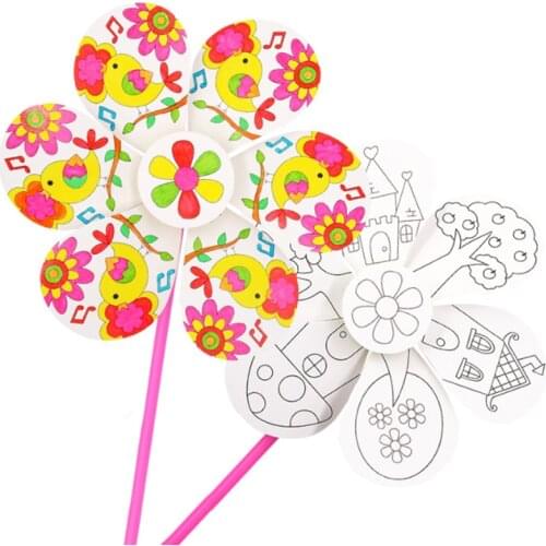 Toys for Children Crafts Kids DIY Painting Graffiti Blank Windmilln Learning Education Toys Montessori Teaching Aids Toy