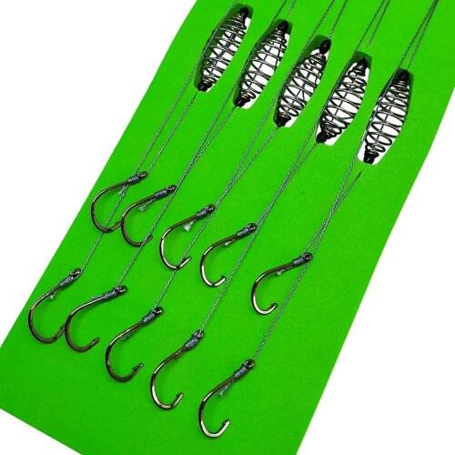 5-pieces Carp Hook Snelled Baitholder Hooks 7#-13# Test 1.5kg-13kg Drop Shot Rig Carbon Steel Fishing Hooks Saltwater Fishhook