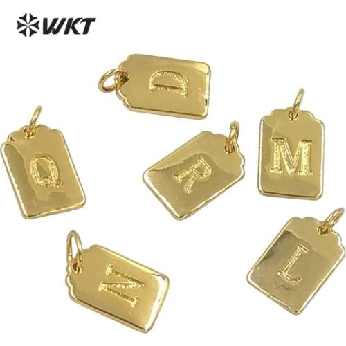 MP195 WKT Cute Small Size Metal Pendant 26 Letters Pendant With Full Gold Eletroplated Jewelry Accessories DIY Name Bracelet