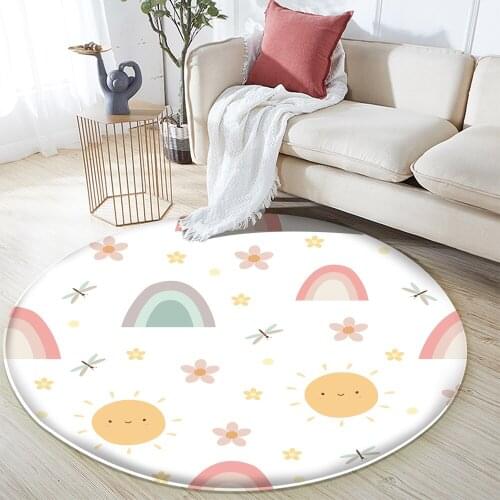 Simple Sun Pattern Rugs Childrens Round Carpets For Baby Home Living Room Bedroom Parlor Kitchen Door Floor Bath Mats Carpet