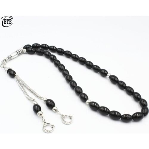 6mm Rosary Muslim Islamic Fashion Crystal Glass Tassel Moon Pendant Bracelet 33 Beads Men Women Worship Bracelets Jewelry