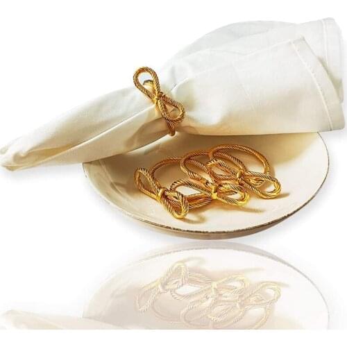 Butterfly Bow Napkin Rings Set of 4 Gold Knot Napkin Ring Holders Holiday Table Decor for Dining Table Decoration