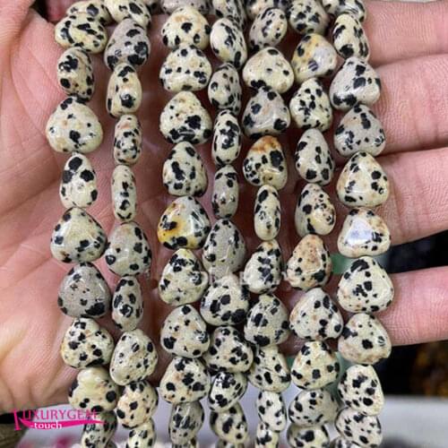 Natural Multicolor Dalmatian Stone Loose Beads High Quality 10mm Smooth Heart Shape DIY Gem Jewelry Accessories 38Pcs a3599