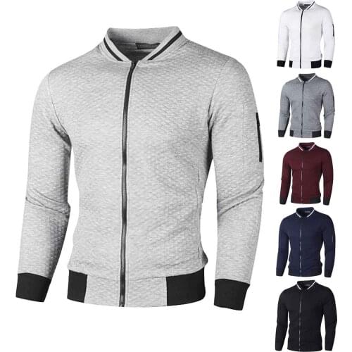 Autumn Winter Sweatshirts Coat Men Zipper Jacket Solid Color Coat Sweatshirt Cardigan Sport Running Baseball Wear