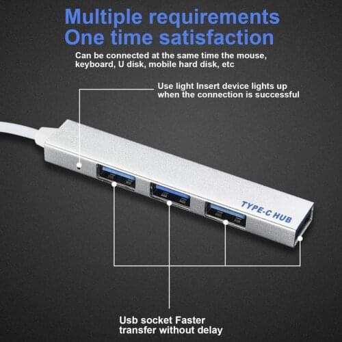 Expansion Dock Plug and Play High Performance Aluminum Alloy USB2.0 HUB Docking Station for Home for Type-C Laptop/Type-C Interf