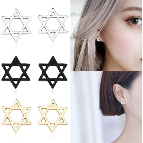 Hollow Six-pointedRichkeda Store Star Earrings Titanium Steel Men Women Earrings Electroplated Earrings Jewerly Birthday Gifts