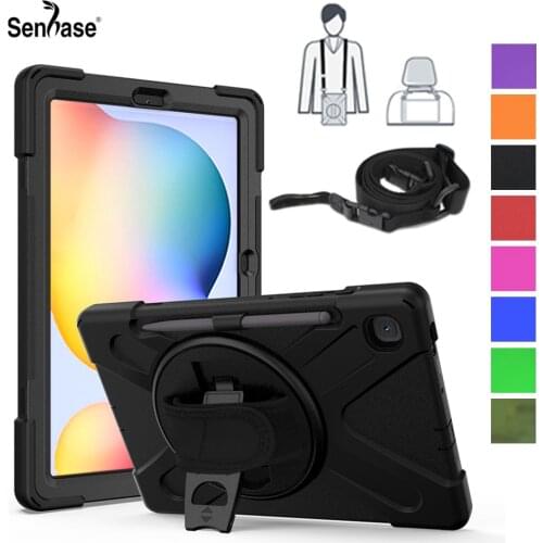 Shockproof Kids Safe PC Silicon Stand Shoulder Strap Tablet Cover For Samsung Galaxy Tab S6 Lite 10.4 2020 SM-P610 SM-P615 Case