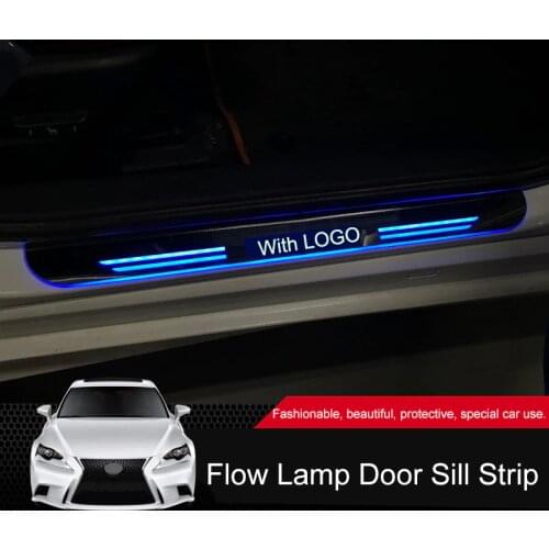 QHCP Acrylic Car Front Door Threshold LED Moving Light Scuff Guards Pathway Welcome Pedals Fit For Lexus IS250 200T 300 2Pcs/Set