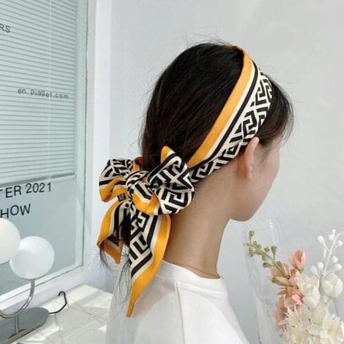 Luna&Dolphin French Style Roof Garden Wide Ribbon 142X14cm Pink Flowers Letter Printed Long Scarf Headbands Neckerchief Streamer