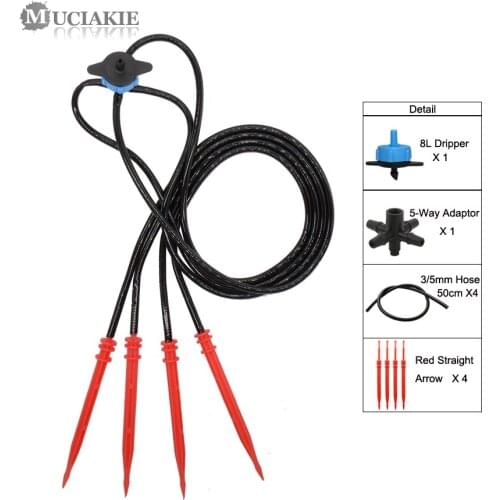 MUCIAKIE 1Set 2L 4L 8L 4 Way Arrow Micro Drip Irrigation System 2 Way Transmitter Garden Plants Automatic saving Watering Kits
