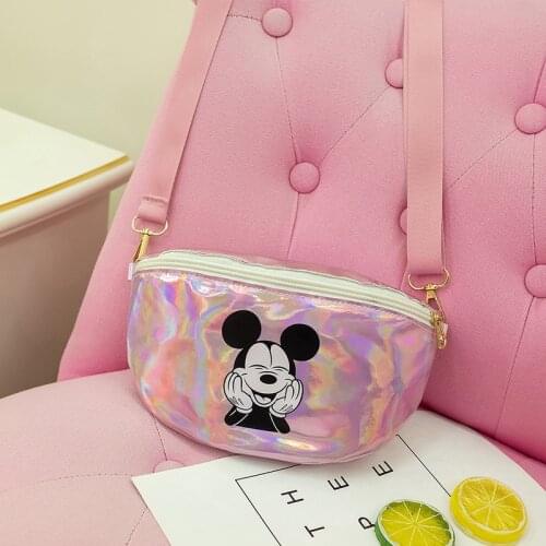 New Mickey Mouse Printed Laser PU Crossbody Bag Fashion Trend Shopping Shoulder Bag Birthday Gift for 4-16 Years Boys Girls Baby