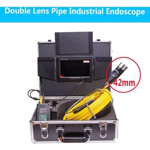 Waterproof 42MM HD Camera Len Double Lens Pipe Industrial Endoscope With 12V4500MA Lithium Battery7" LCD Color Monitor 20M Cable