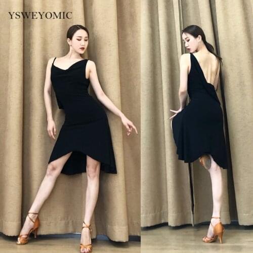 Latin Dance Dress Women Black Latin Competition Dress Tango/Salsa/Rumba/Samba dance practice Dress backless sexy dance Dress 241