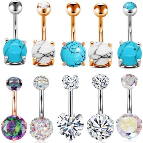 1-10pcs/set Women Beauty Navel Button Rings Medical Steel Rhinestone Sexy Belly Navel Piercing Ring Body Jewelry Pendientes