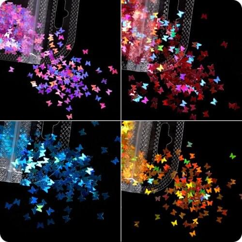 1pc Laser Butterfly Shape Nail Art Accessories Holographics Sequins Glitter Sparkly 3D Flakes Spangle Paillette Nail Decoraions