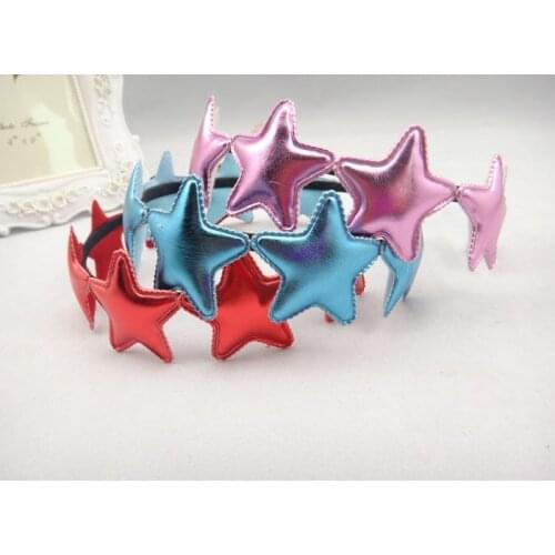 10pcs Fashion Cute PU Leather Star Hairbands Solid Star Hair Sticks Princess Party Headwear Girls Hair Accessories