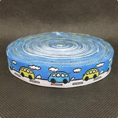 2014 NEW wholesale 5/8 '(16 mmx10yards) 100% Polyester Woven Jacquard Ribbon with bus