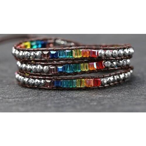 2021Natural Stones 7 charkra Wrap Bracelets Handmade yoga energy jewelry gift drop shipping