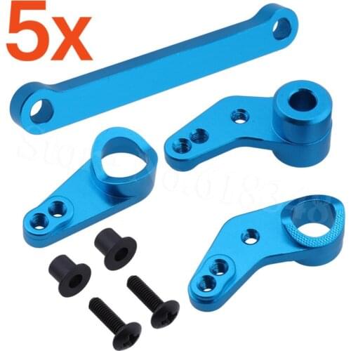5 Sets Aluminum Steering Servo Saver Complete Mount 532007 For RC FS Racing 53625 1/10 4WD Desert Buggy Truck Hop Up Accessories