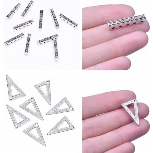 5pcs Geometric Rectangle Triangle Pendants For Jewelry Making Necklace Vintage Handmade Accessories Personality Earrings Charms