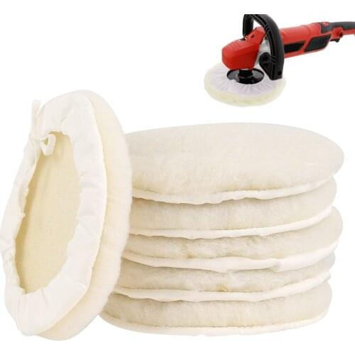 6pcs 7 inch Wool Like Polishing Pad Auto Bonnet Buffer Polisher Pads Buffing Wheel Disc Car Cleaning Maintenance Accessories