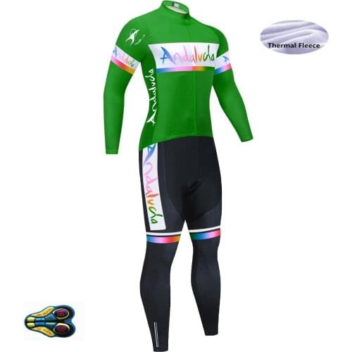 ANDALUCIA Cycling Team Jersey 20D Sportswear MTB Winter Bike Pants Men Pro Ropa Ciclismo Thermal Fleece BiCycling Jacket 2021