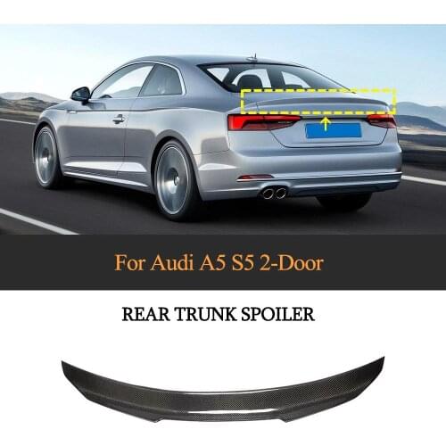 Car Rear Trunk Boot Lip Wing Spoiler for Audi A5 Coupe 2 Door 2017 - 2020 Rear Tail Trunk Spoiler Wing Carbon Fiber