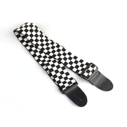 Black White Checker Flag Strap For Electric Acoustic Guitar Musical Instrument