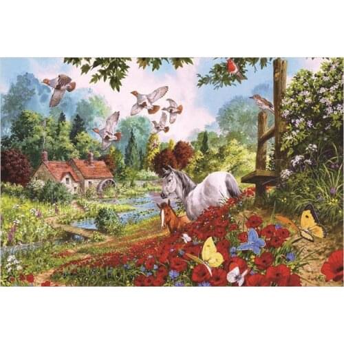Diy 5d Diamond Mosaic Cross Stitch Animal Horse Diamond Painting Crystal Pictures Flower Kits For Embroidery Handwork Needles