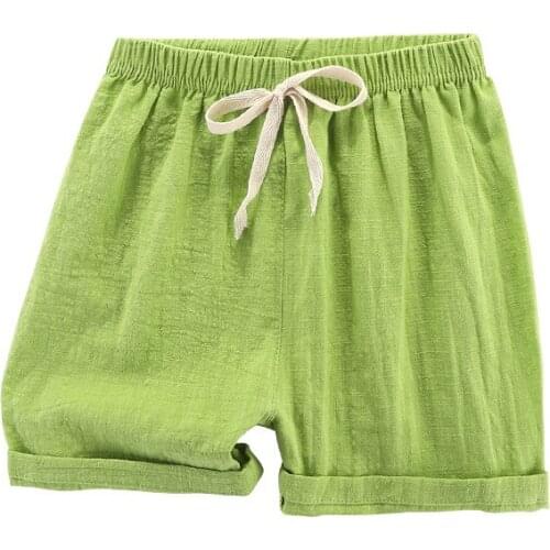 Summer 3-14 Years Children Boys Girls Cotton Green Solid Color Shorts ChildrenS Running Sports Style Breathable Shorts Kids