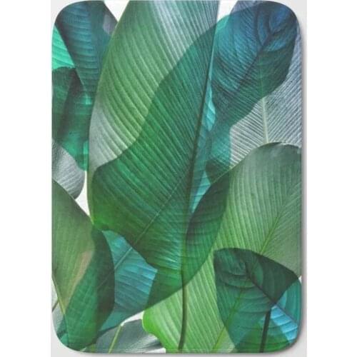 HOT Bathroom Rugs Palm leaf jungle Bali banana Bath Mat Flannel Absorbent Non Slip Doormat for Entrance Door Bath Mats Bathroom