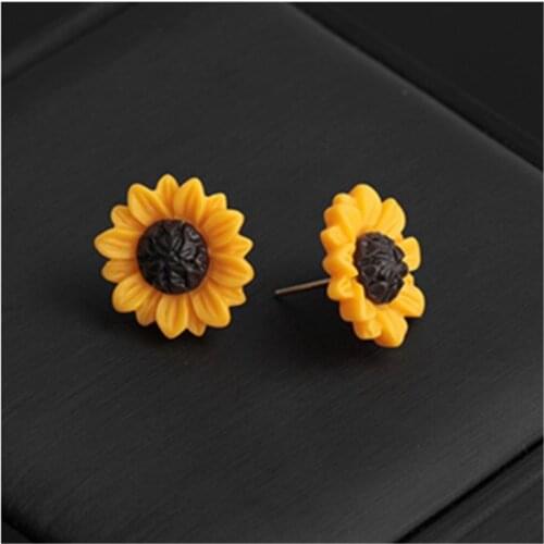 Fashion Sunflower Stud earrings Flower Ear Studs Jewelry accessories new selling Cute Vintge Women Gifts 1 pair