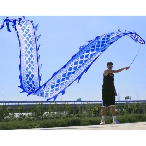 Washable Blue White Porcelain Dragon Dance Products For One Person Square Fitness Dragon Festival Gifts Toys Ribbon Dance Props