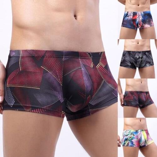 Men Underwear Mid Waist Boxer Shorts Panties Fashion Print Shorts Sexy Brand Underpants Men Breathable Shorts