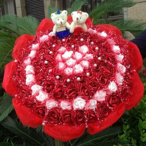 Girl friend gift Soap simulation rose flower bear plush toy plastic plush bouquet toy Valentines Day Christmas Gifts