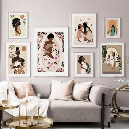 Flower Pregnancy Mommy Baby Kids Wall Art Canvas Painting Nordic Posters And Prints Wall Pictures For Living Room Decoration