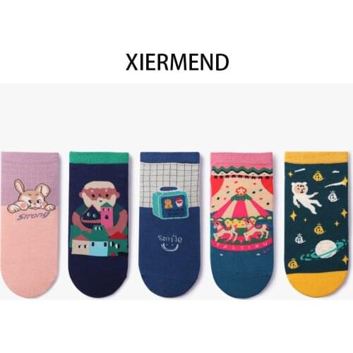 10 pieces = 5 pairs Socks female ins cartoon Japanese shallow mouth cute socks street fashion summer women socks women