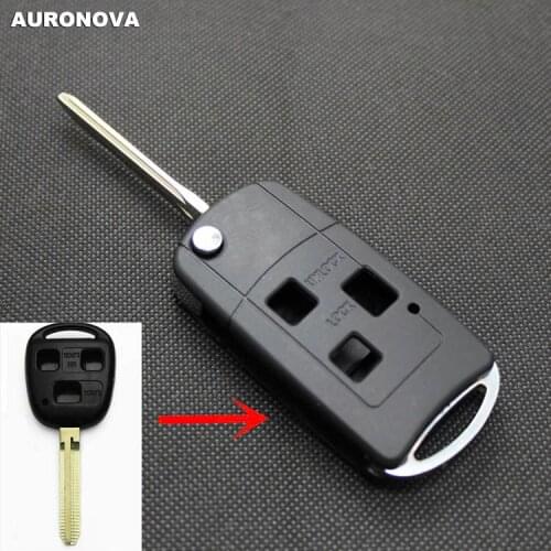 AURONOVA New Upgrade Flip Folding Key Shell for Toyota Camry 2.4 Vela Yaris Avensis 3 Buttons Modified Remote Car Key Case