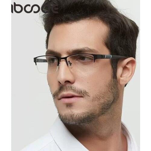Iboode Half Frame Men Women Business Finished Myopia Glasses Anti Blue Light Metal Short Sight Eyeglasses Diopter 0 -1.0 To -6.0
