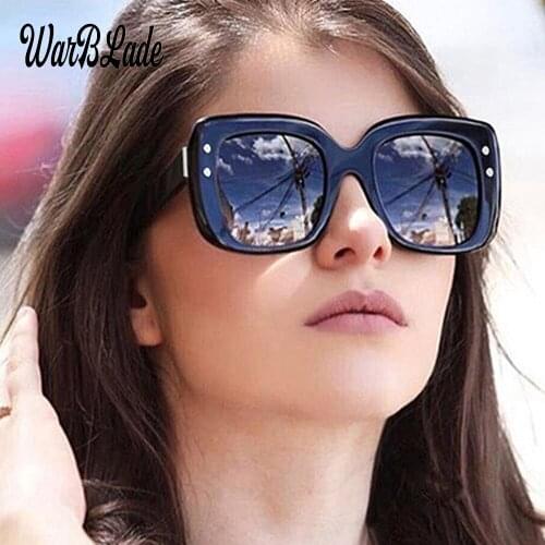 2018 New women fashion famous brand rivet black eyewear gafas de sol flat top sun glasses goggles mens square sunglasses