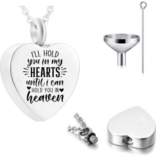 Cremation Jewelry Heart Pendant Aluminum Alloy Urn Necklace -Always On My Mind Forever On My Heart In Love Memory