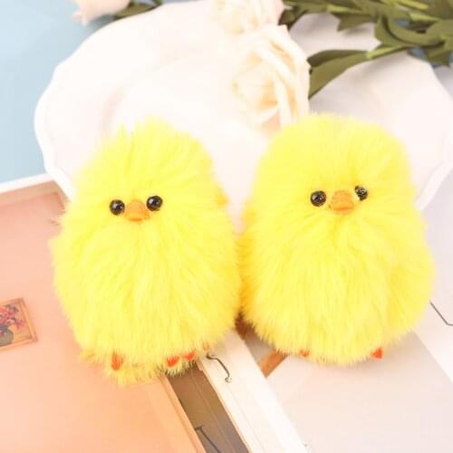 2Pcs Easter Chick Keychain Plush Chicken Keyring Yellow Chick Easter Party Decor Girls Cute Yellow Duck Plush Toys