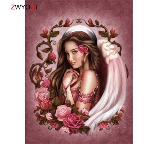 Full Square Diamond painting woman Rose flower Full Round Diamond mosaic woman Rose 5D DIY Diamond embroidery Cross stitch
