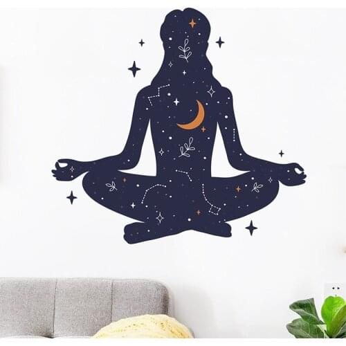 Constellation Girl Meditate Meditation Self-Adhesive Wall Stickers Porch Commercial Wall Beautification Decorative Wallpaper