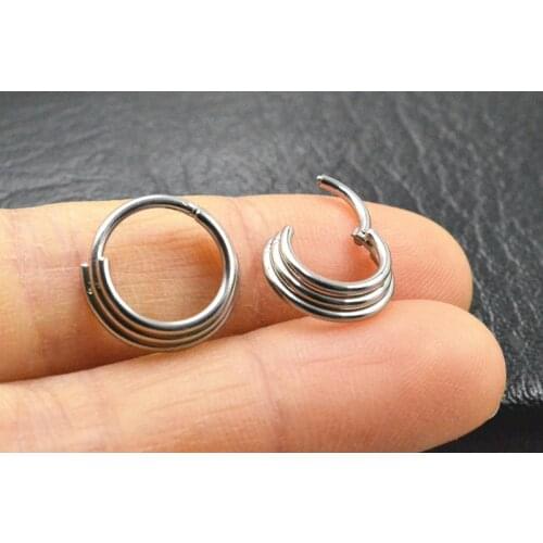 16G Stainless Steel 3Layers Septum Clicker Hoop Ring Nose Labret Ear Tragus Cartilage Daith Helix Earring Body Piercing Jewelry