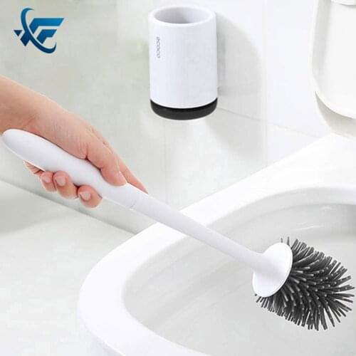 ECOCO Wall-Mount Toilet Brush TPR Soft Bristles Toilet Cleaner Tools Bathroom Cleaning Brush with Bucket WC Bathroom Accessories